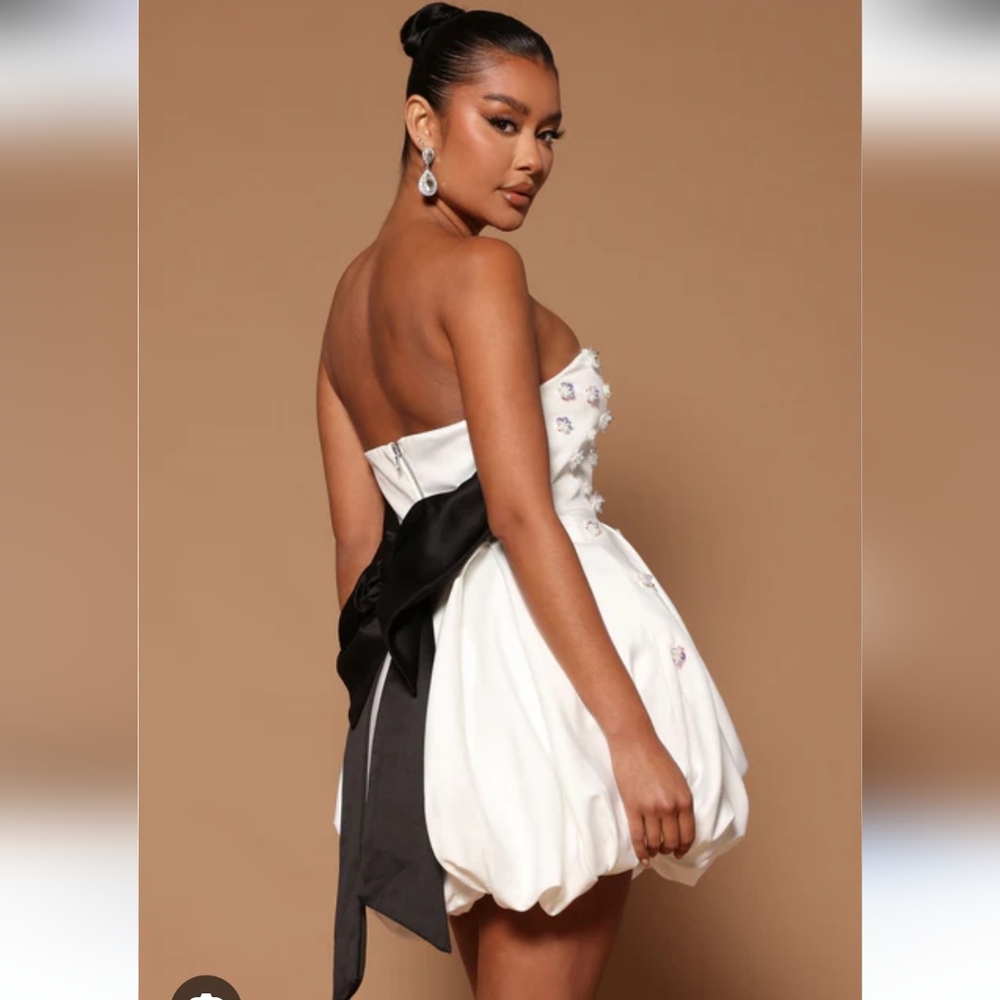Fashion Nova Luxe Hollie Embellished Mini Dress Size Med White - Picture 2 of 14